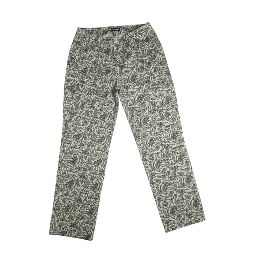 True Religion Women Cargo Pants Size 32 Green Camo Straight Leg NWT Utility Y2K